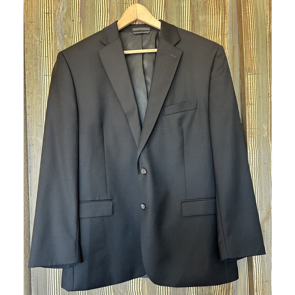 Ralph Lauren Macys 44‎ Men’s 100% Wool 2-Button Blazer Sport Suit Jacket Black